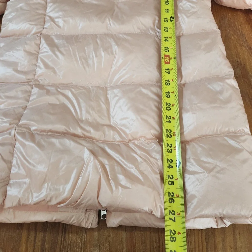 Lands End Full Double Zip Down Puffer Jacket Coat Women's XS Metallic Pink‎ Snow